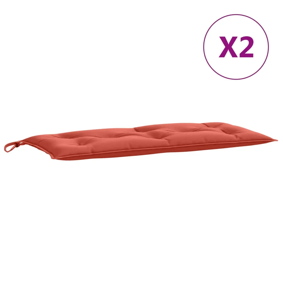 Coussins de banc de jardin lot de 2 rouge mélangé tissu - 4