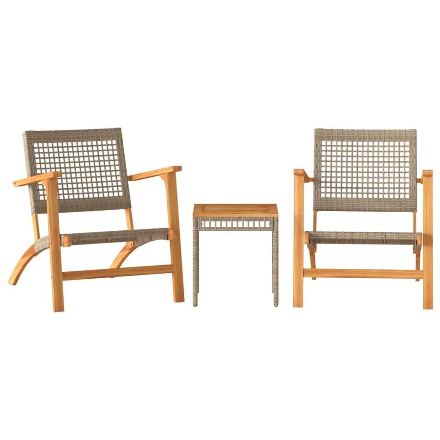 Ensemble de bistro 3 pcs beige résine tressée et bois d'acacia - 2