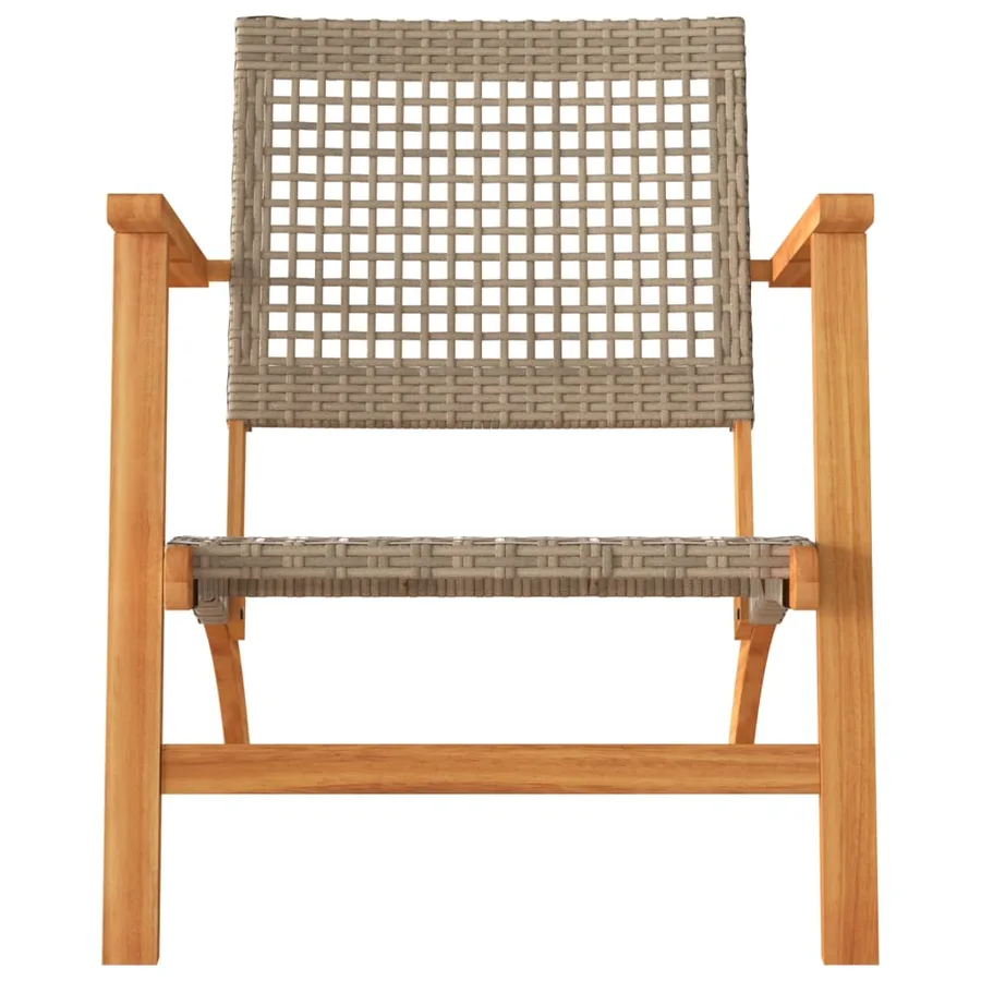 Ensemble de bistro 3 pcs beige résine tressée et bois d'acacia - 5