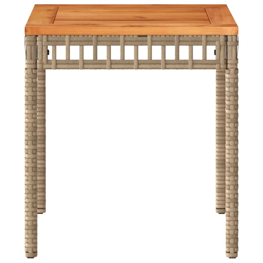 Table de jardin mélange beige 38x38x42 cm rotin et bois acacia - 5