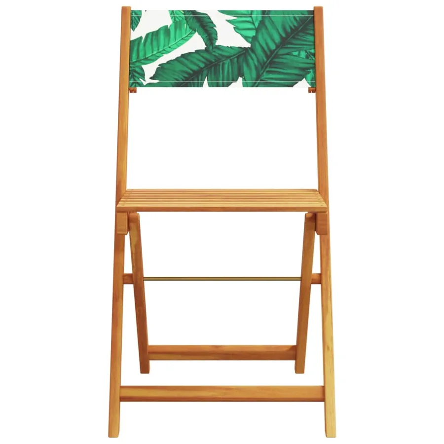 Ensemble de bistro 3 pcs motif de feuilles tissu et bois massif - 4