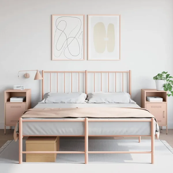 Tables de chevet 2 pcs rose 36x39x68 cm acier