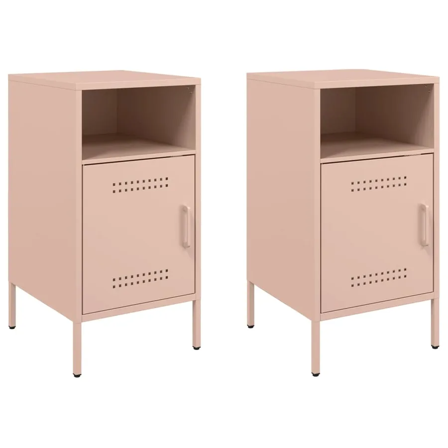 Tables de chevet 2 pcs rose 36x39x68 cm acier - 2
