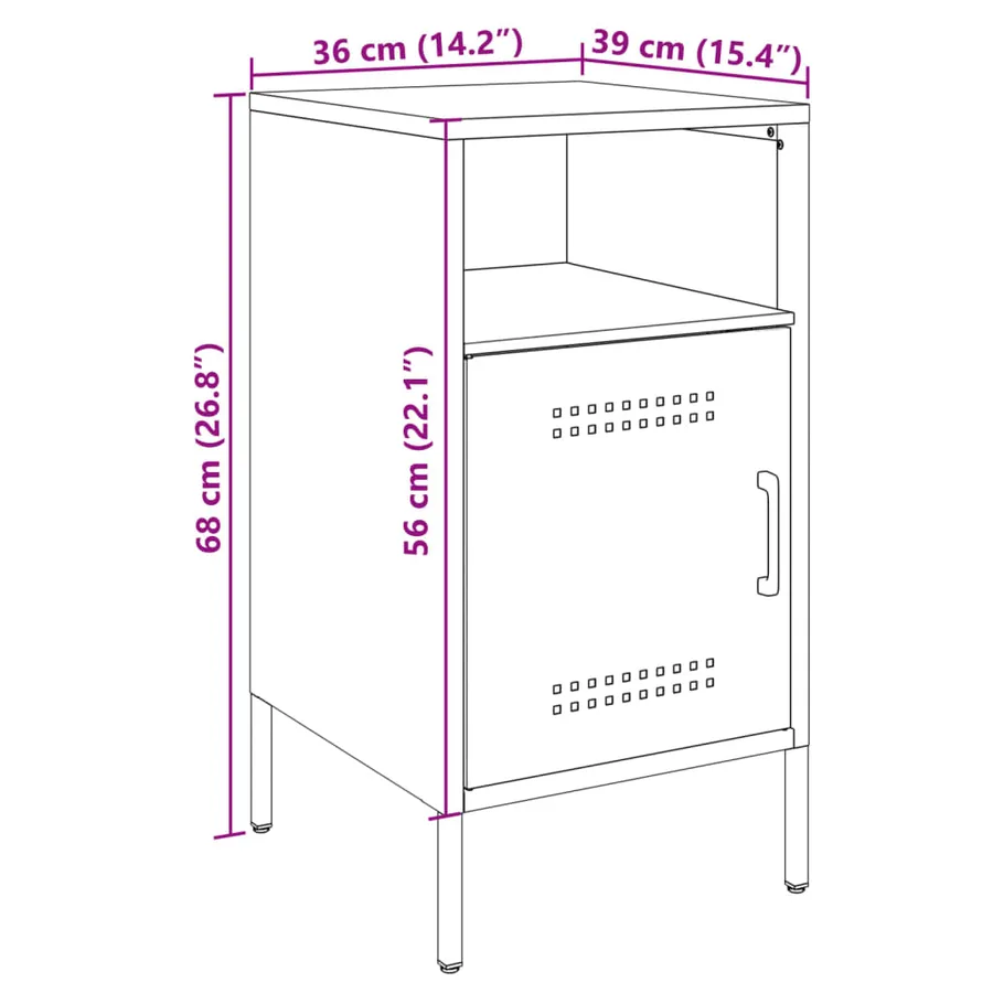 Table de chevet blanc 36x39x68 cm acier - 14