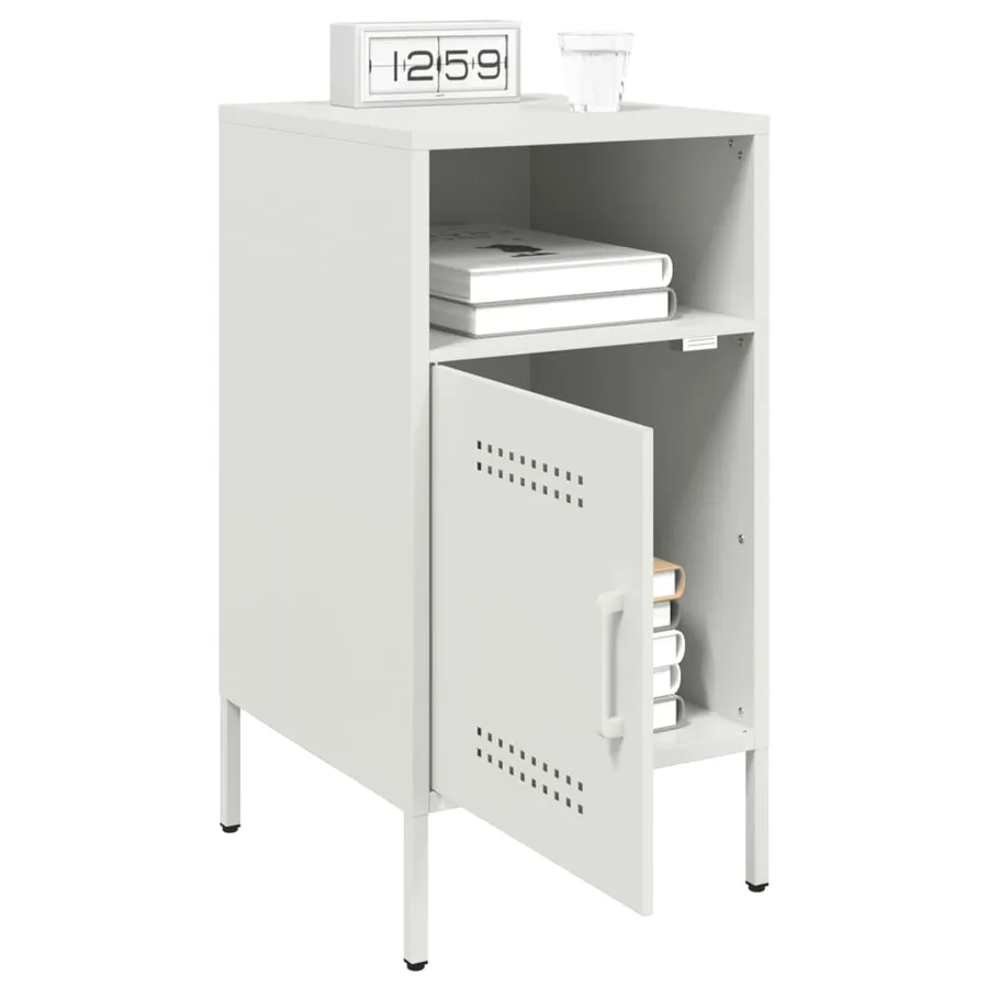 Table de chevet blanc 36x39x68 cm acier - 4