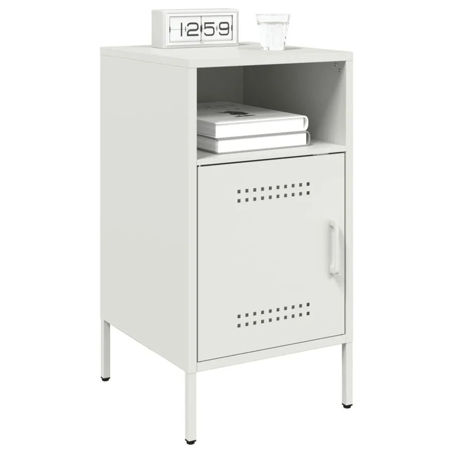 Table de chevet blanc 36x39x68 cm acier - 5