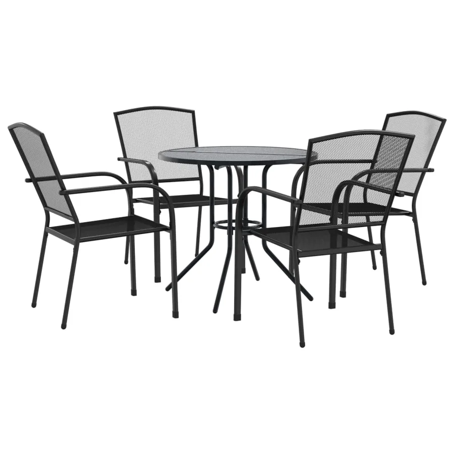 Ensemble de chaises de jardin empilables 5 pcs anthracite - 2