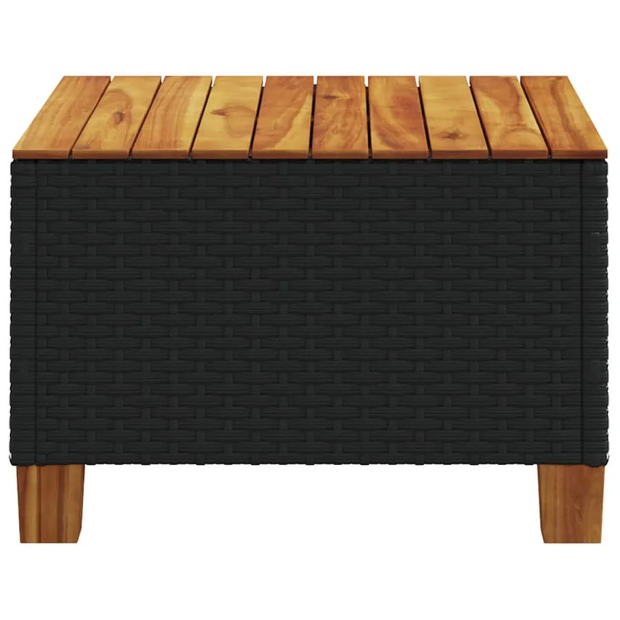 Table de jardin noir 55x55x36 cm résine tressée et bois acacia - 5