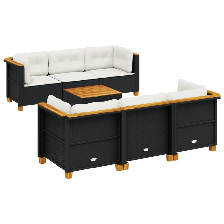 Salon de jardin 7 pcs avec coussins noir résine tressée 63,5 x 63,5 x 62 cm - 64,2 kg - 2
