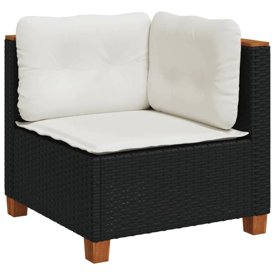 Salon de jardin 10 pcs avec coussins noir résine tressée - 4