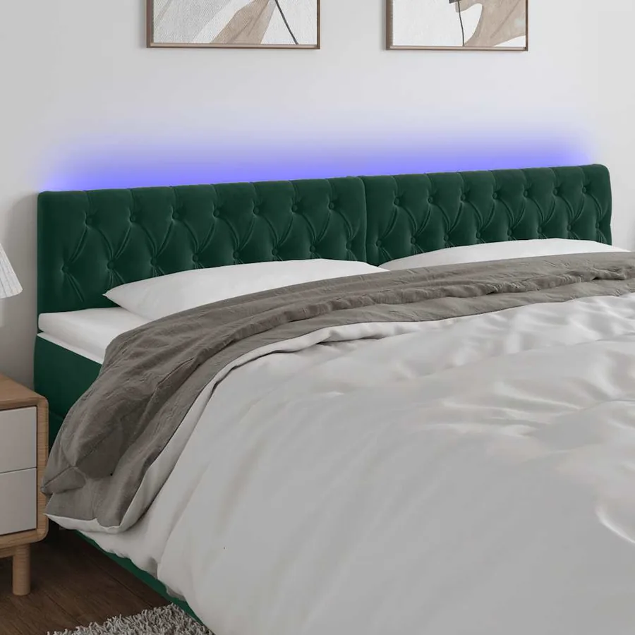 Tête de lit à LED Vert foncé 180x7x78/88 cm Velours