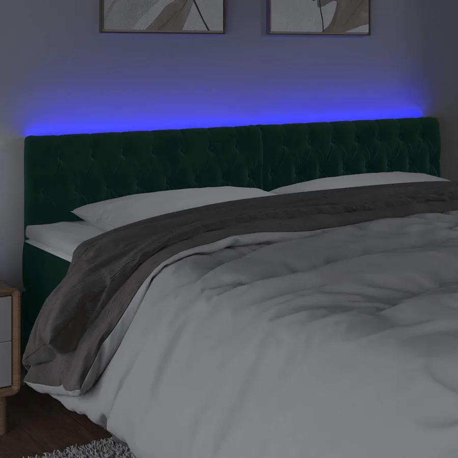 Tête de lit à LED Vert foncé 180x7x78/88 cm Velours - 3