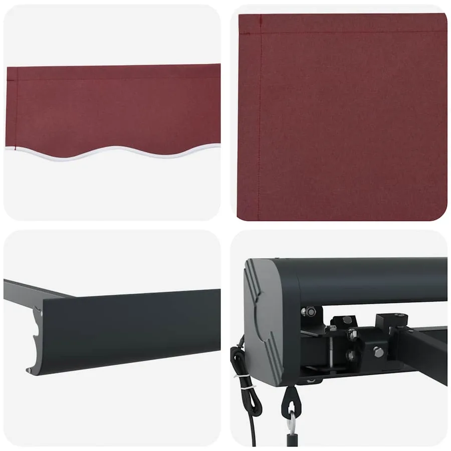 Auvent rétractable automatique bordeaux 500x300 cm - 10