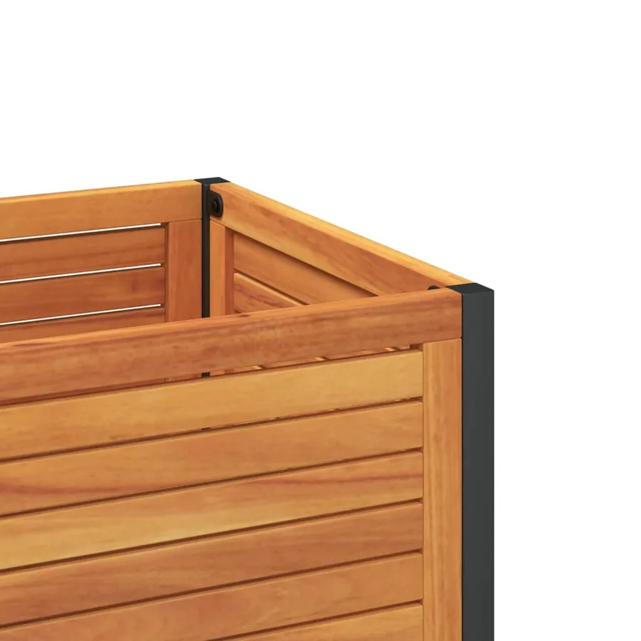 Jardinière et étagère 45x45x80 cm bois massif d'acacia et acier - 8
