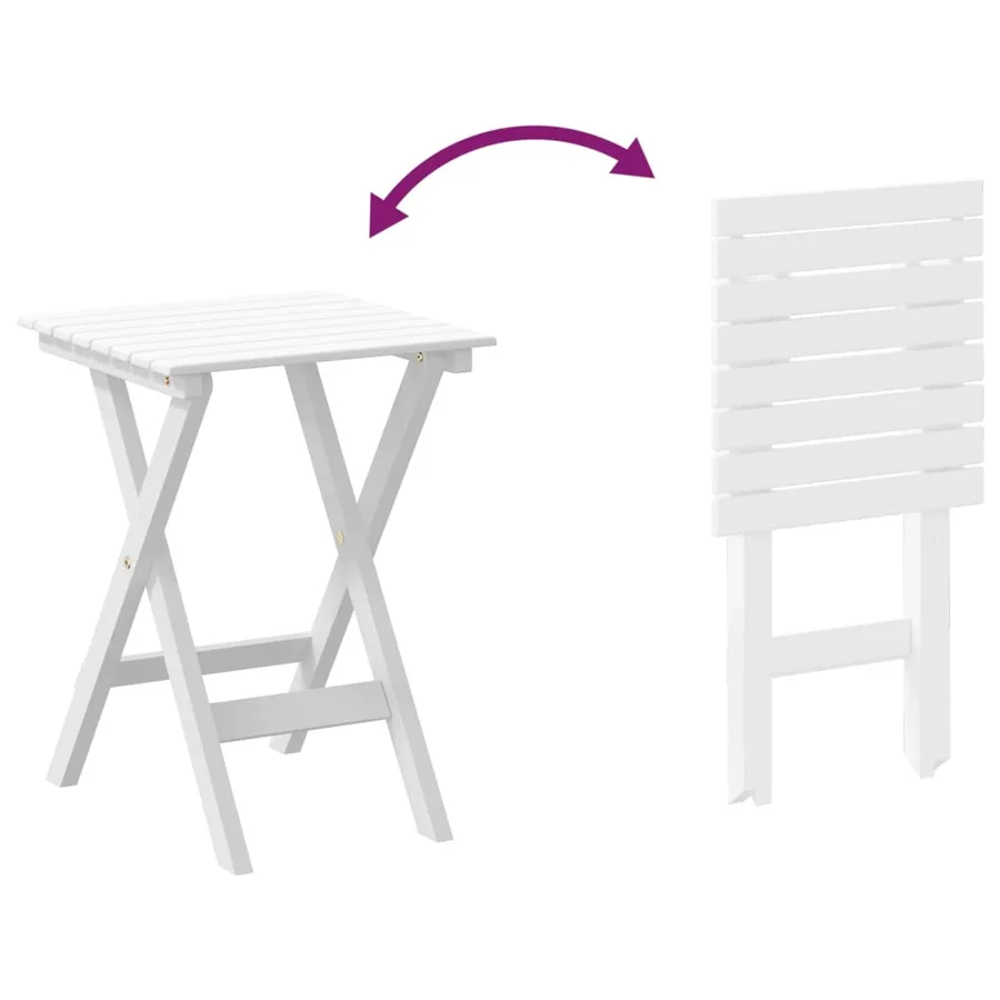 Chaise à bascule avec table pliable blanc bois massif peuplier - 5