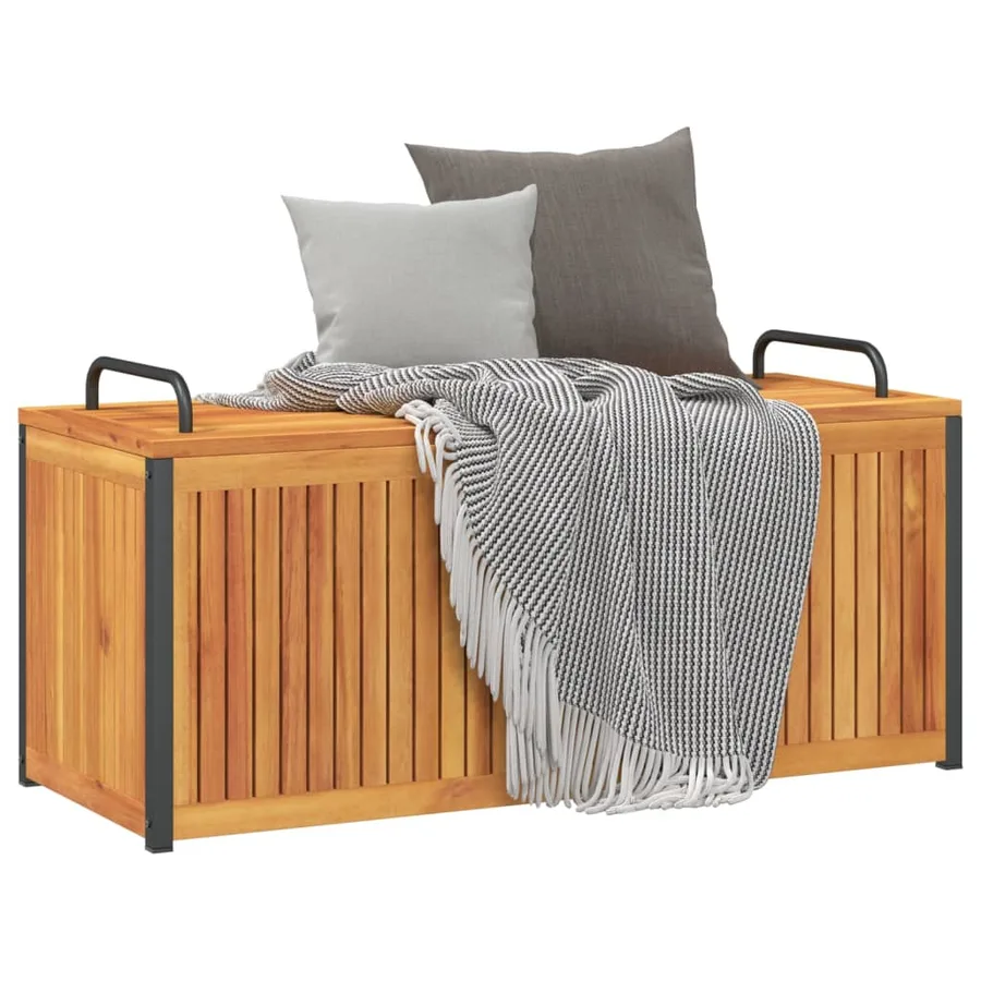 Boîte à coussins d'extérieur bois d'acacia solide et acier - 4