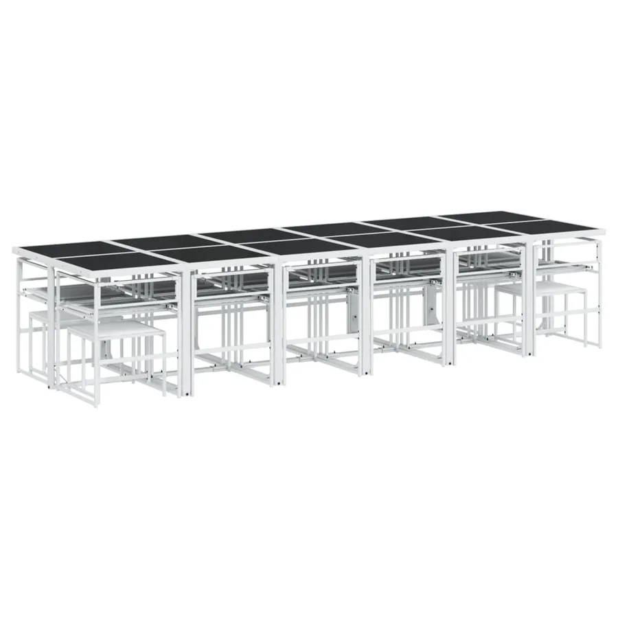 Ensemble à manger de jardin avec coussins 17pcs blanc textilène - 6