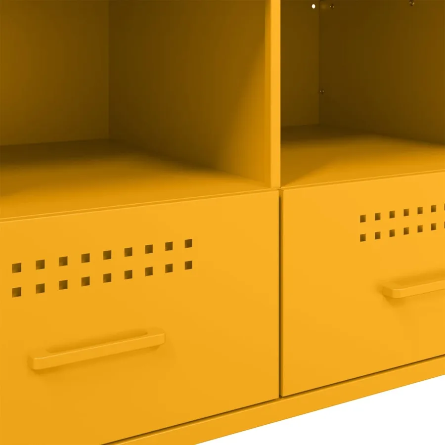 Meuble TV jaune moutarde 68x39x50,5 cm acier - 11