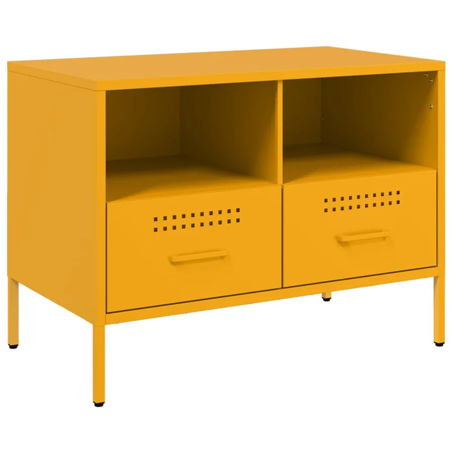 Meuble TV jaune moutarde 68x39x50,5 cm acier - 2