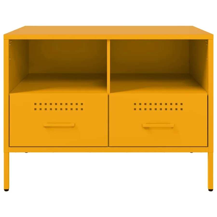 Meuble TV jaune moutarde 68x39x50,5 cm acier - 6