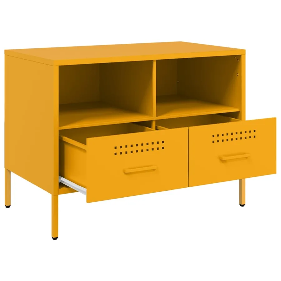Meuble TV jaune moutarde 68x39x50,5 cm acier - 9