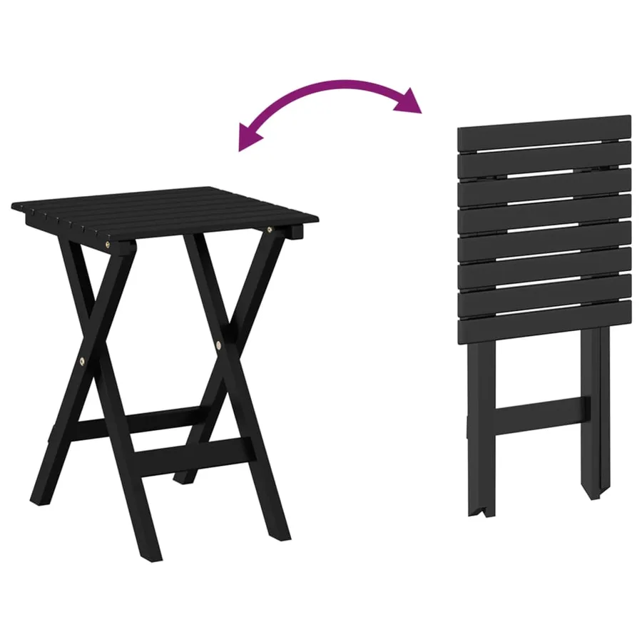 Chaise à bascule avec table pliable noir bois massif peuplier - 5