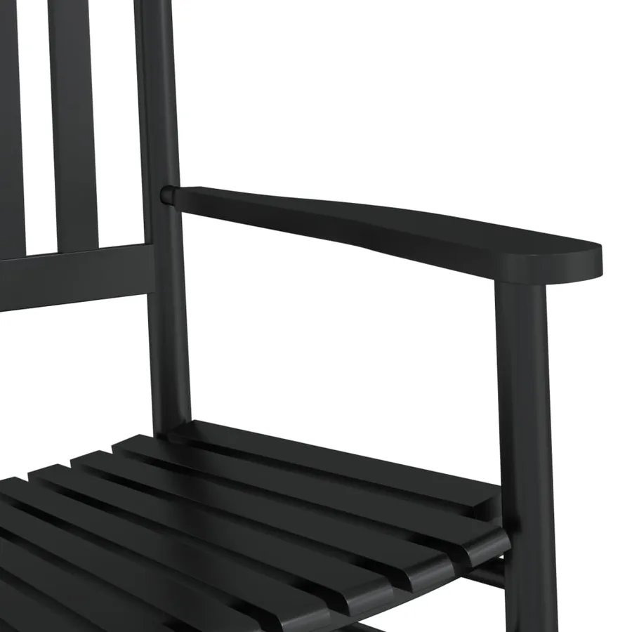 Chaise à bascule avec table pliable noir bois massif peuplier - 6