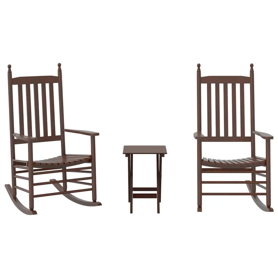 Chaises à bascule lot de 2 table pliable marron massif peuplier - 2