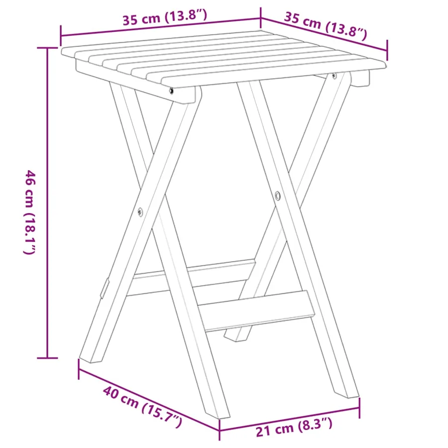 Chaises à bascule lot de 2 table pliable marron massif peuplier - 9