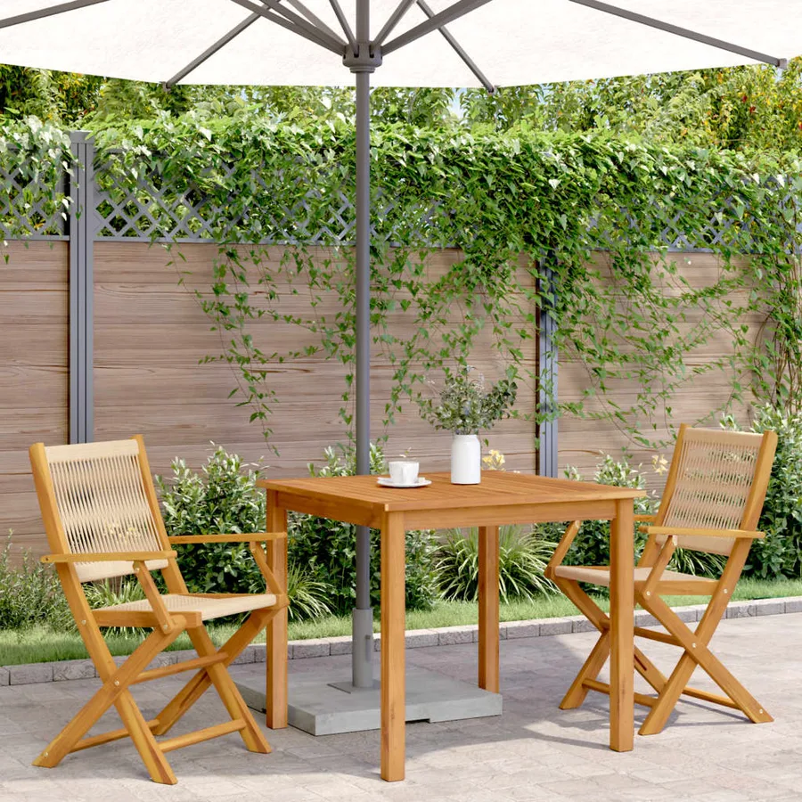 Chaises de jardin lot de 2 beige bois d'acacia et polypropylène - 3