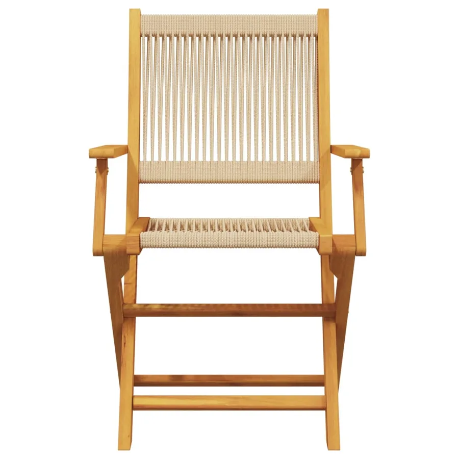 Chaises de jardin lot de 2 beige bois d'acacia et polypropylène - 5