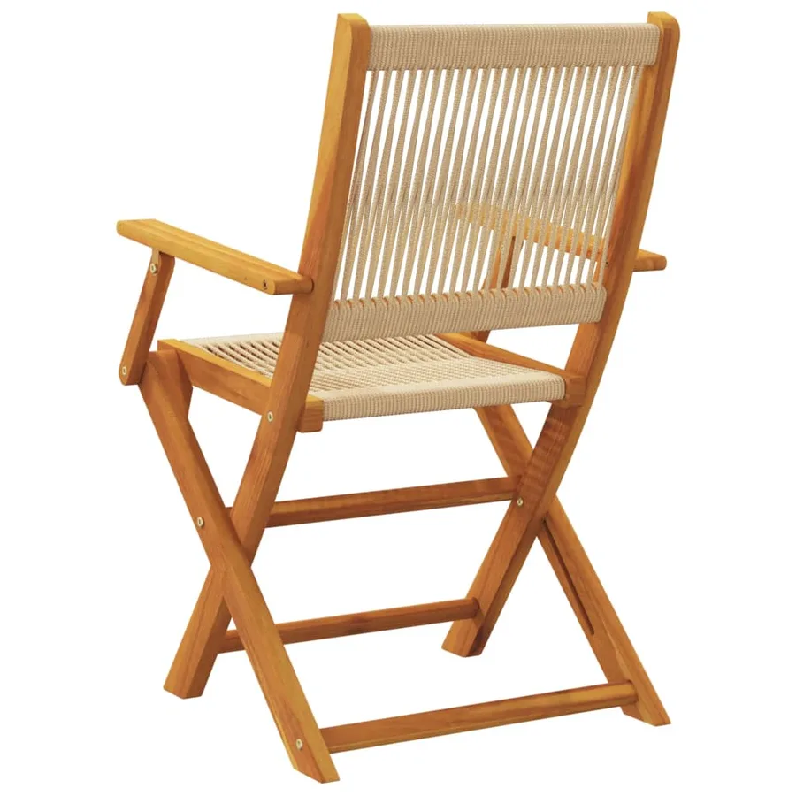 Chaises de jardin lot de 2 beige bois d'acacia et polypropylène - 7