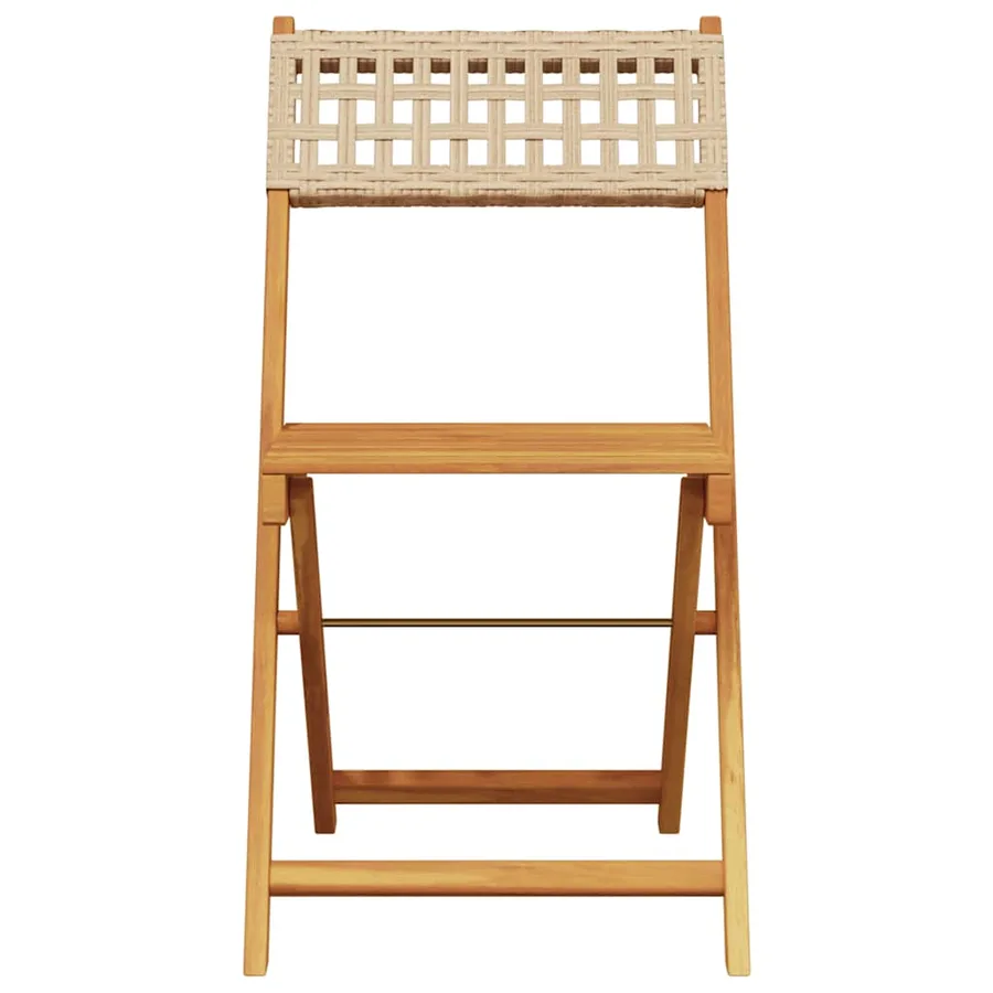 Ensemble de bistro 3 pcs beige résine tressée et bois massif - 4