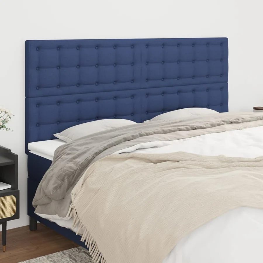 Tête de lit Bleu 160x5x118/128 cm Tissu
