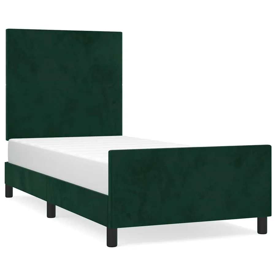 Cadre de lit sans matelas vert foncé 80x200 cm velours - 2