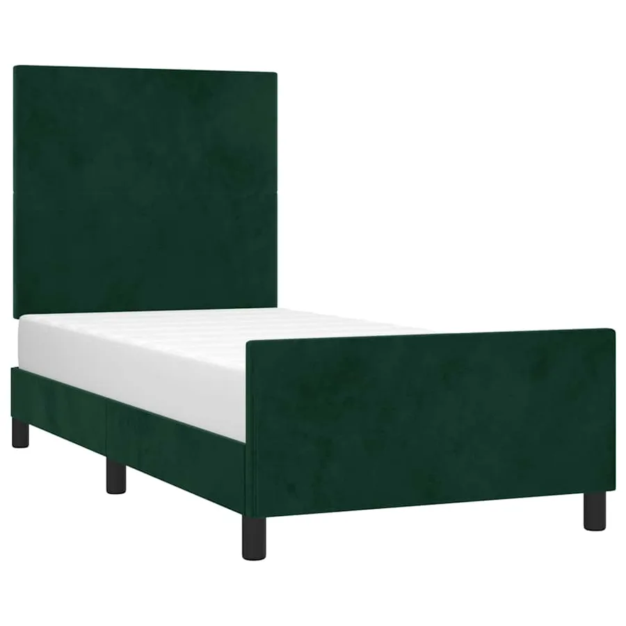 Cadre de lit sans matelas vert foncé 80x200 cm velours - 3
