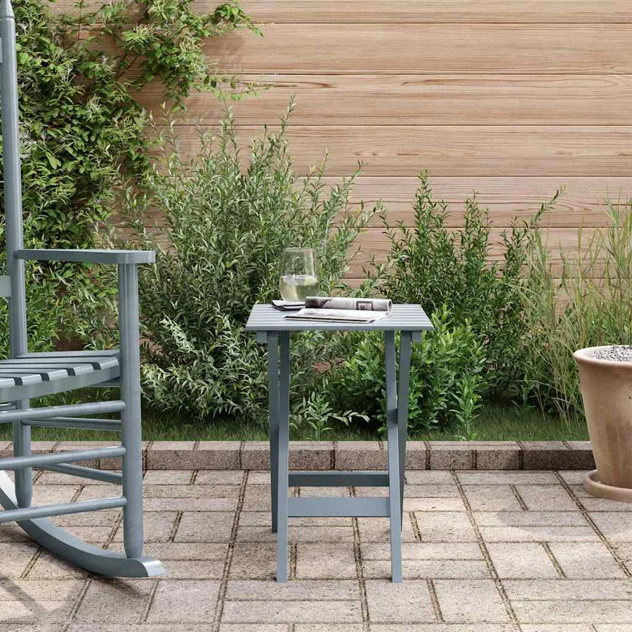 Table d’appoint pliable gris bois de peuplier massif - 3