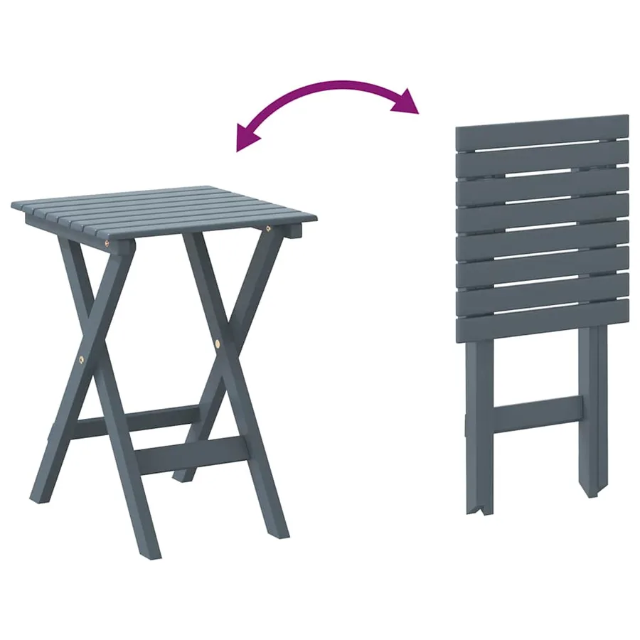 Table d’appoint pliable gris bois de peuplier massif - 8