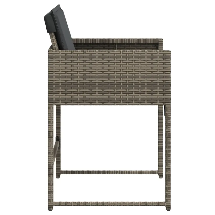 Chaises de jardin avec coussins lot de 4 gris résine tressée - 6