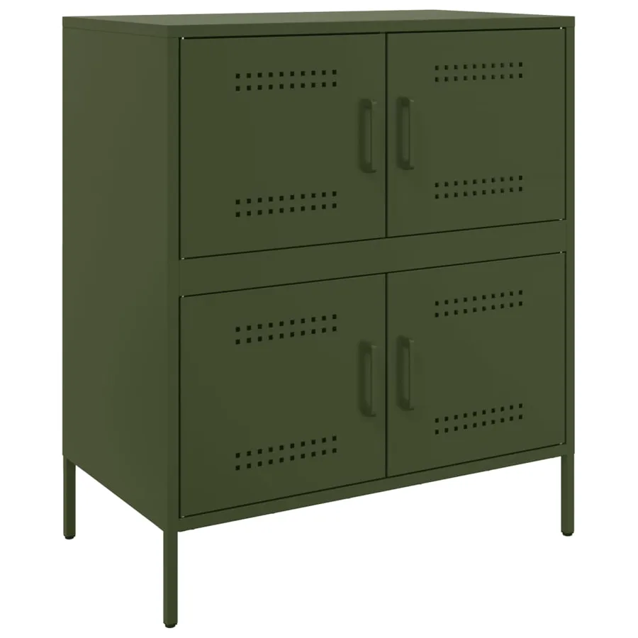 Buffet vert olive 68x39x79 cm acier - 2