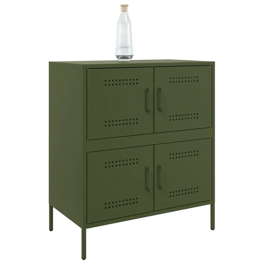 Buffet vert olive 68x39x79 cm acier - 4