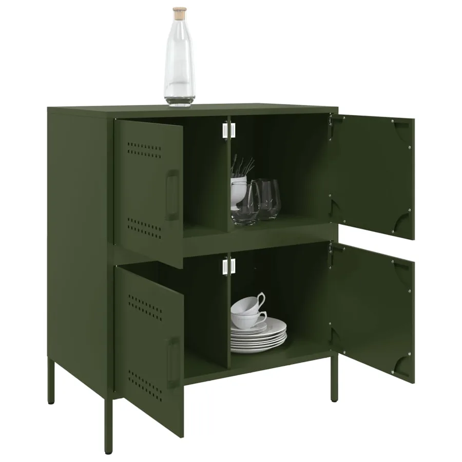 Buffet vert olive 68x39x79 cm acier - 5