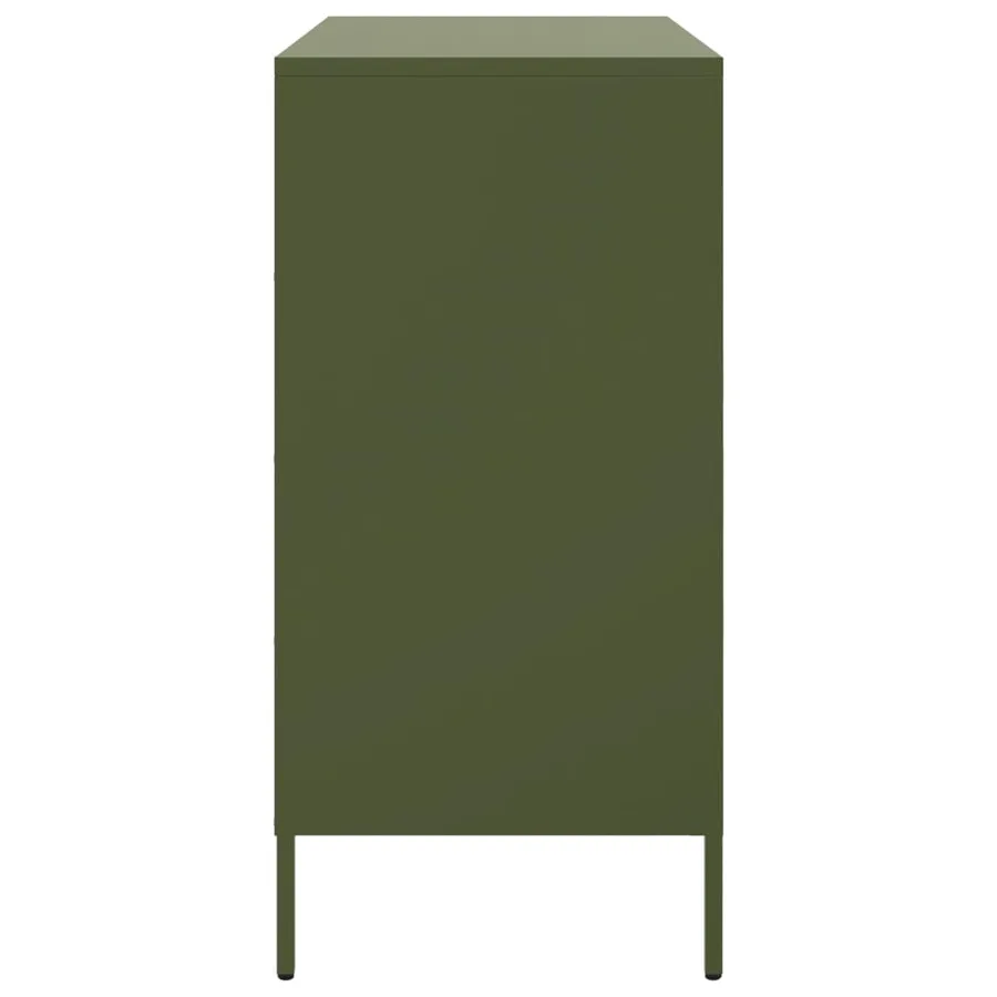 Buffet vert olive 68x39x79 cm acier - 7
