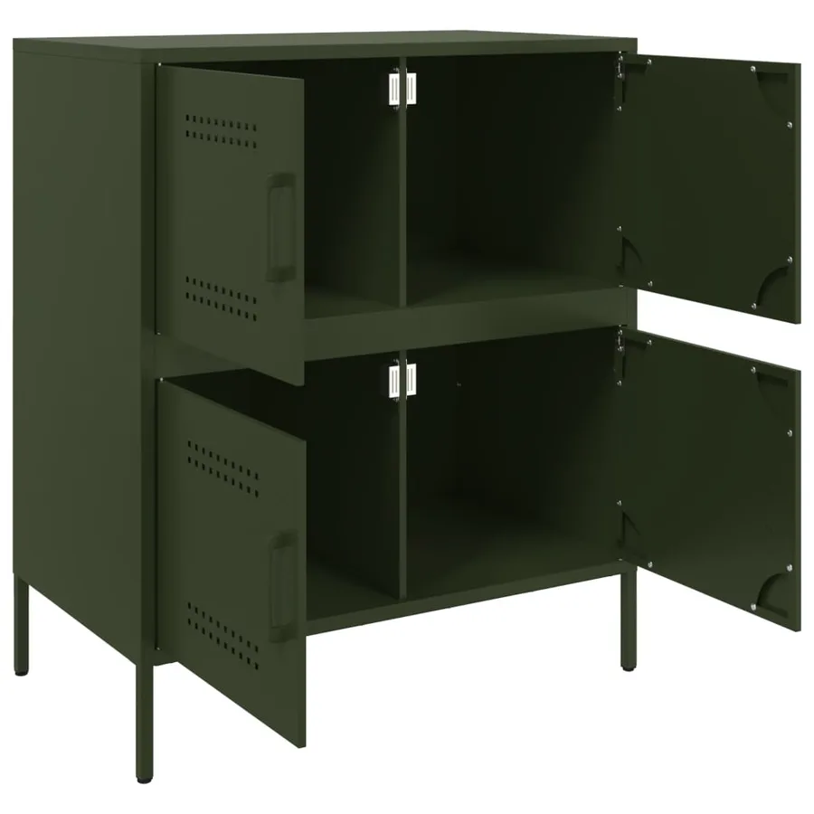 Buffet vert olive 68x39x79 cm acier - 9