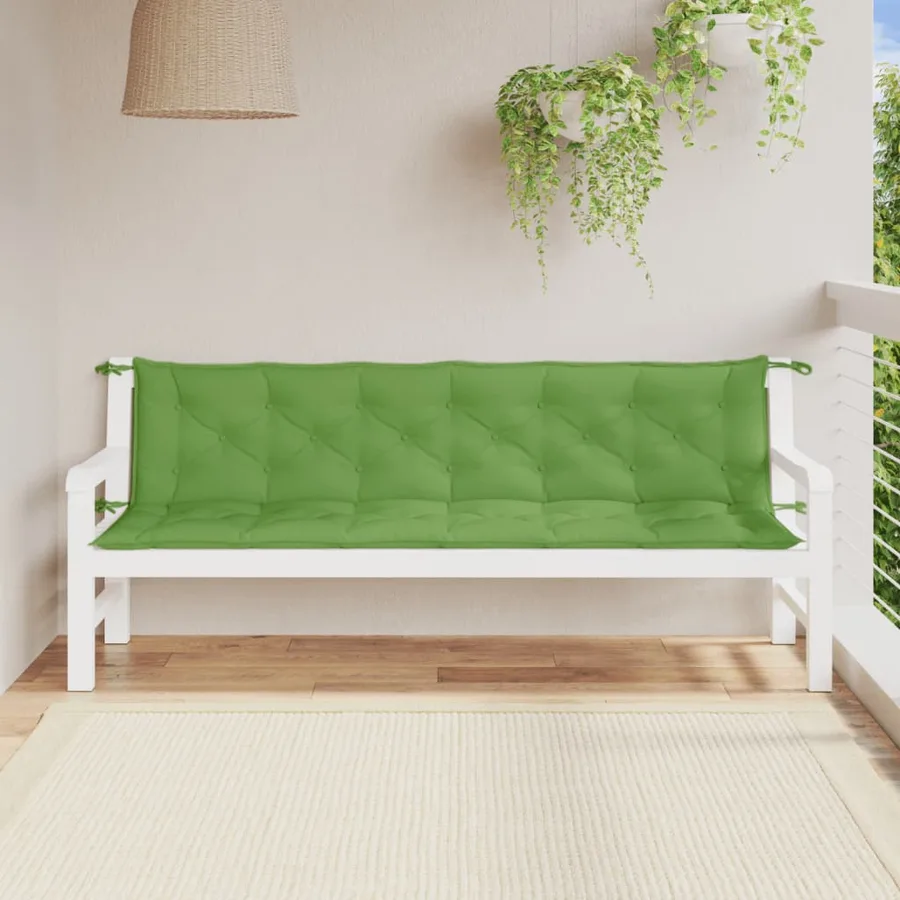 Coussins de banc de jardin lot de 2 vert mélangé tissu - 3