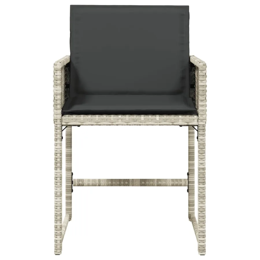 Chaises de jardin avec coussins lot de 4 gris clair poly rotin - 5