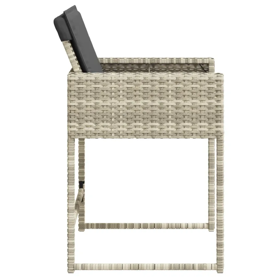 Chaises de jardin avec coussins lot de 4 gris clair poly rotin - 6