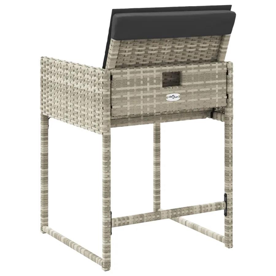 Chaises de jardin avec coussins lot de 4 gris clair poly rotin - 7