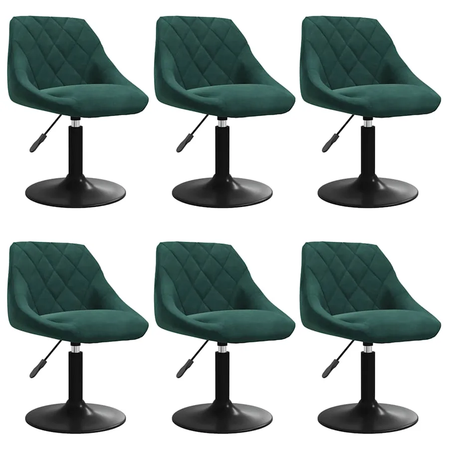 Chaises pivotantes à manger lot de 6 vert foncé velours - 2