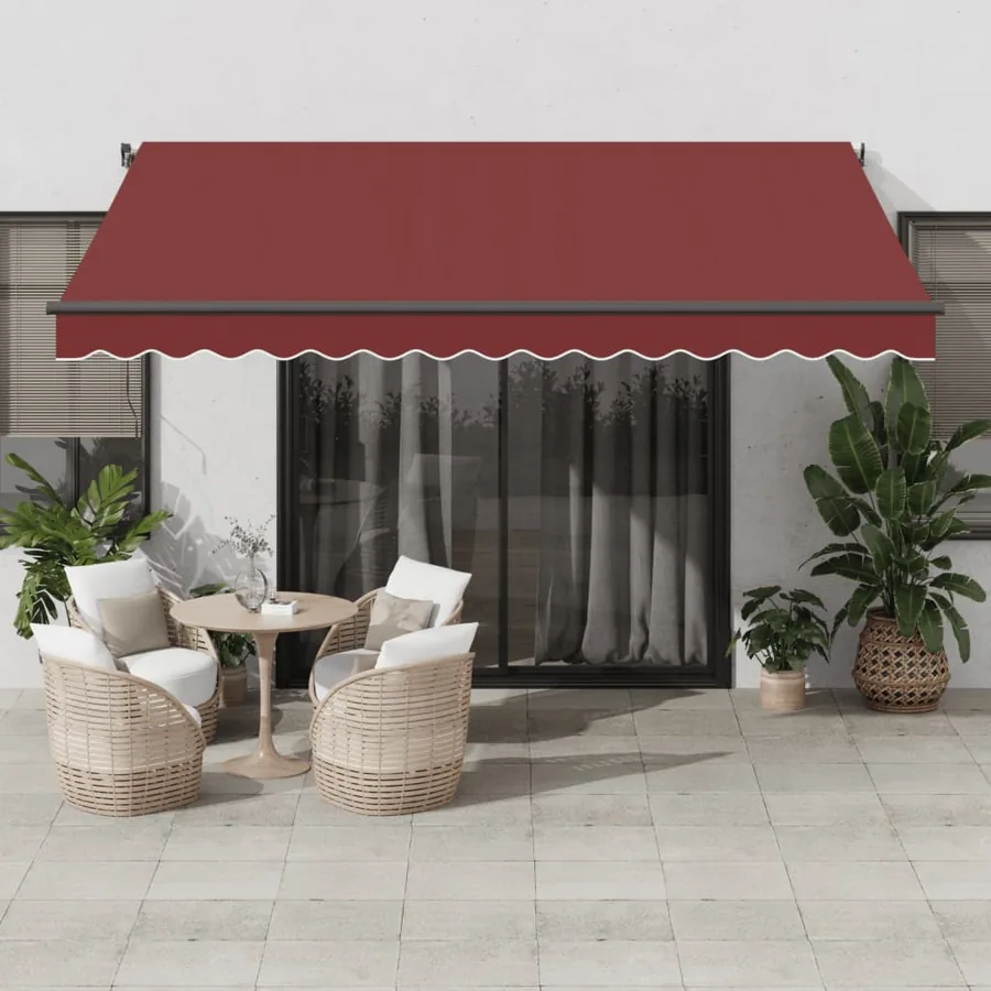 Auvent rétractable automatique avec LED bordeaux 400x350 cm